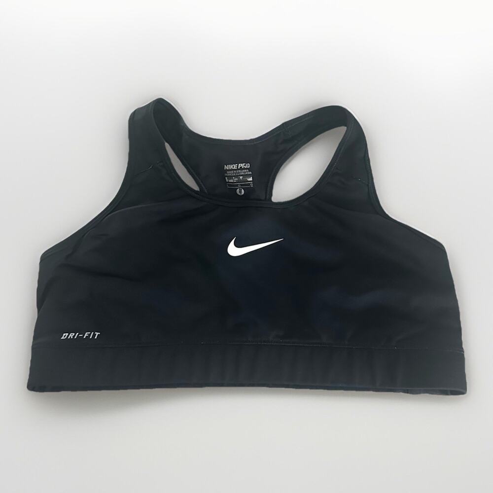 Nike Sports Bra Racerback Black White Athleisure Workout Size L